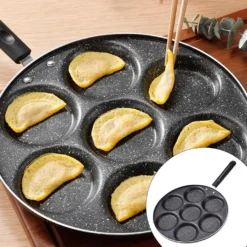7-Hole Frying Pot Pan Thickened Omelet Pan Non-stick Egg Pancake Steak Pan Cooking Egg Ham Pans Dual Purpose Cookware Pan 2