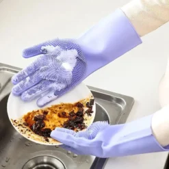 Dishwashing Cleaning Gloves Magic Silicone Rubber Dish Washing Gloves for Household Sponge Scrubber Kitchen Cleaning Tools 3