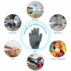 Dishwashing Cleaning Gloves Magic Silicone Rubber Dish Washing Gloves for Household Sponge Scrubber Kitchen Cleaning Tools 6