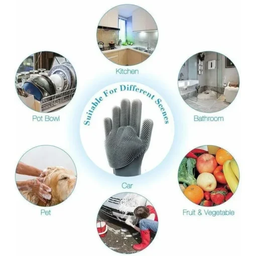 Dishwashing Cleaning Gloves Magic Silicone Rubber Dish Washing Gloves for Household Sponge Scrubber Kitchen Cleaning Tools 6