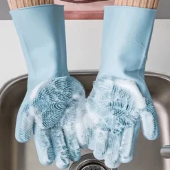Dishwashing Cleaning Gloves Magic Silicone Rubber Dish Washing Gloves for Household Sponge Scrubber Kitchen Cleaning Tools 4