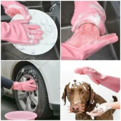 Dishwashing Cleaning Gloves Magic Silicone Rubber Dish Washing Gloves for Household Sponge Scrubber Kitchen Cleaning Tools 5
