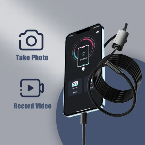 Industrial Endoscope HD960P Wired Camera Direct Connect with IPhone Ipad 8MM5.5.MM Pipe Inspection Borescope IP68 Waterproof LED 4