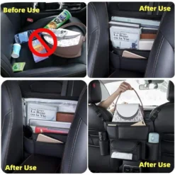 Car Seat Middle Hanger Storage Bag Luxury Auto Handbag Holder Between Seats Tissue Water Cup Pockets Stowing Tidying 6
