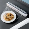 Magnetic Refillable Plastic Wrap Dispenser With Cutter, Tin Aluminum Foil Dispenser Cutter, Film Wrap Dispenser Kitchen Tool 1