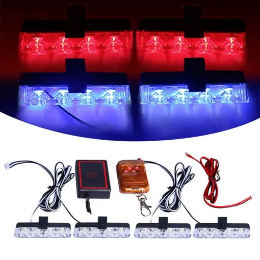 Grill Car LED Light Strobe Red Blue Emergency Remote Wireless Control Flash Signal Fireman Beacon Warning Lamp 5