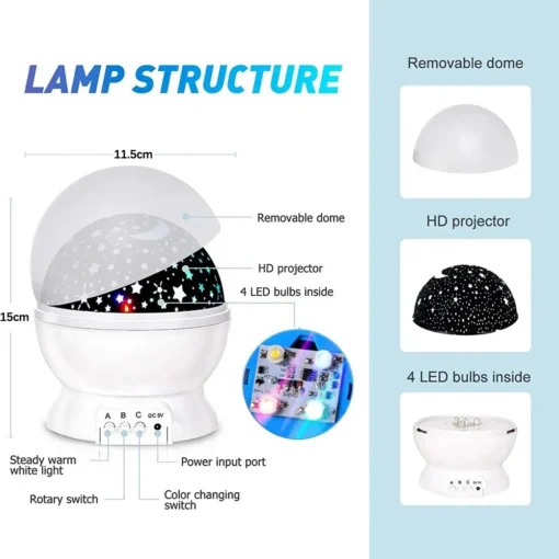 Starry Projector Night Light Rotating Sky Moon Lamp Galaxy Lamps Home Bedroom DecorationStarlight Christmas Lights for Kids Gift 6