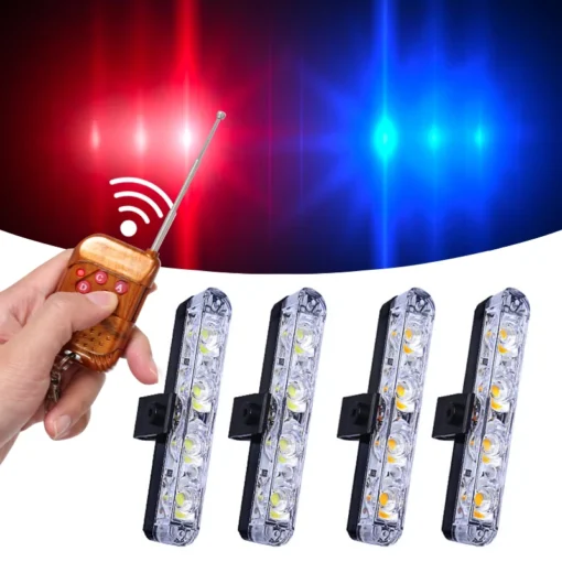 Grill Car LED Light Strobe Red Blue Emergency Remote Wireless Control Flash Signal Fireman Beacon Warning Lamp 1