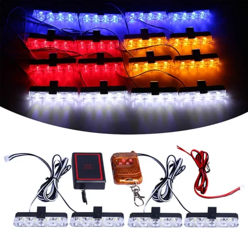 Grill Car LED Light Strobe Red Blue Emergency Remote Wireless Control Flash Signal Fireman Beacon Warning Lamp 6