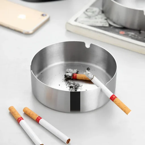 Creative Ashtrays With Lid Walnut Wood Desktop Ashtray Stainless Steel Windproof Ash Tray for Smoking Office Home Decoration 4