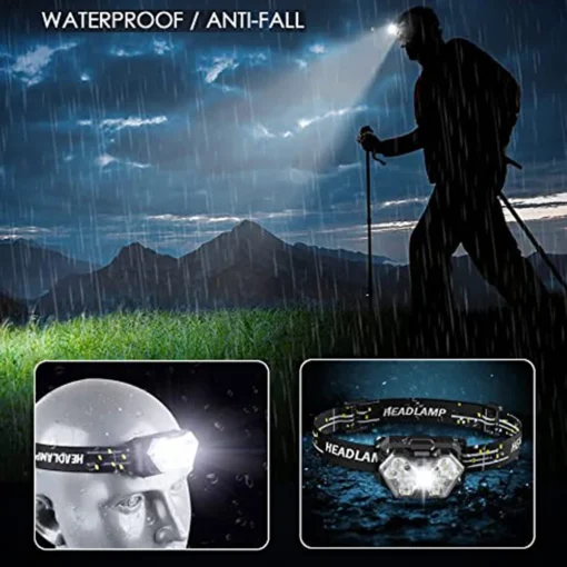 9 Led Strong Light Headlamp USB Rechageable Motion Sensor Headlight Portable Fishing Camping Outdoor Head Lamp Work Flashlight 6