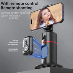 360 Degree Rotation Auto Face Tracking Phone Holder Stand Foldable Gesture Operation for Mobile Smartphone Vlog Live Streaming 3